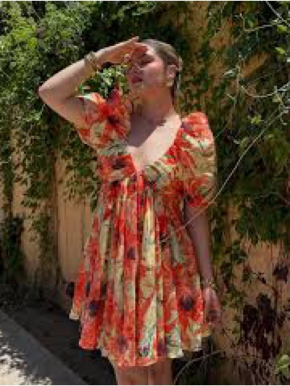 Fashion Nova Gardenia Puff Sleeve Mini Dress in Orange/combo Sz S - Picture 3 of 10